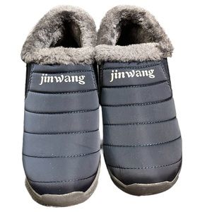 NEW Jin Wang Navy Faux Fur Lined Slip On Booties Treads 7M 38